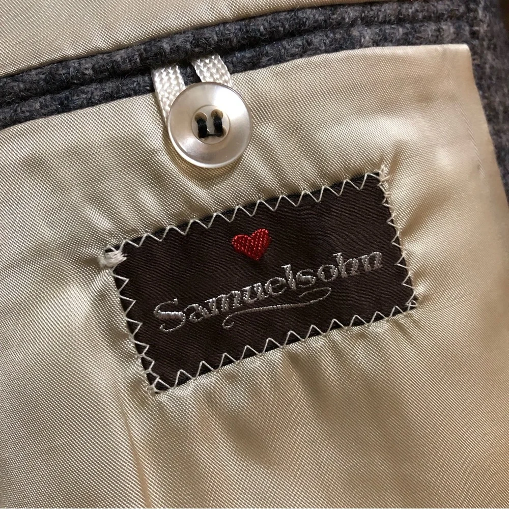 Vintage Samuelsohn Grey Tweed Houndstooth Blazer - Picture 16 of 17